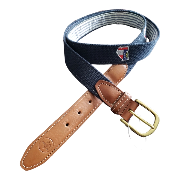 Georgia Traditional Embroidered Men's Belt Navy - Picture 3 of 5